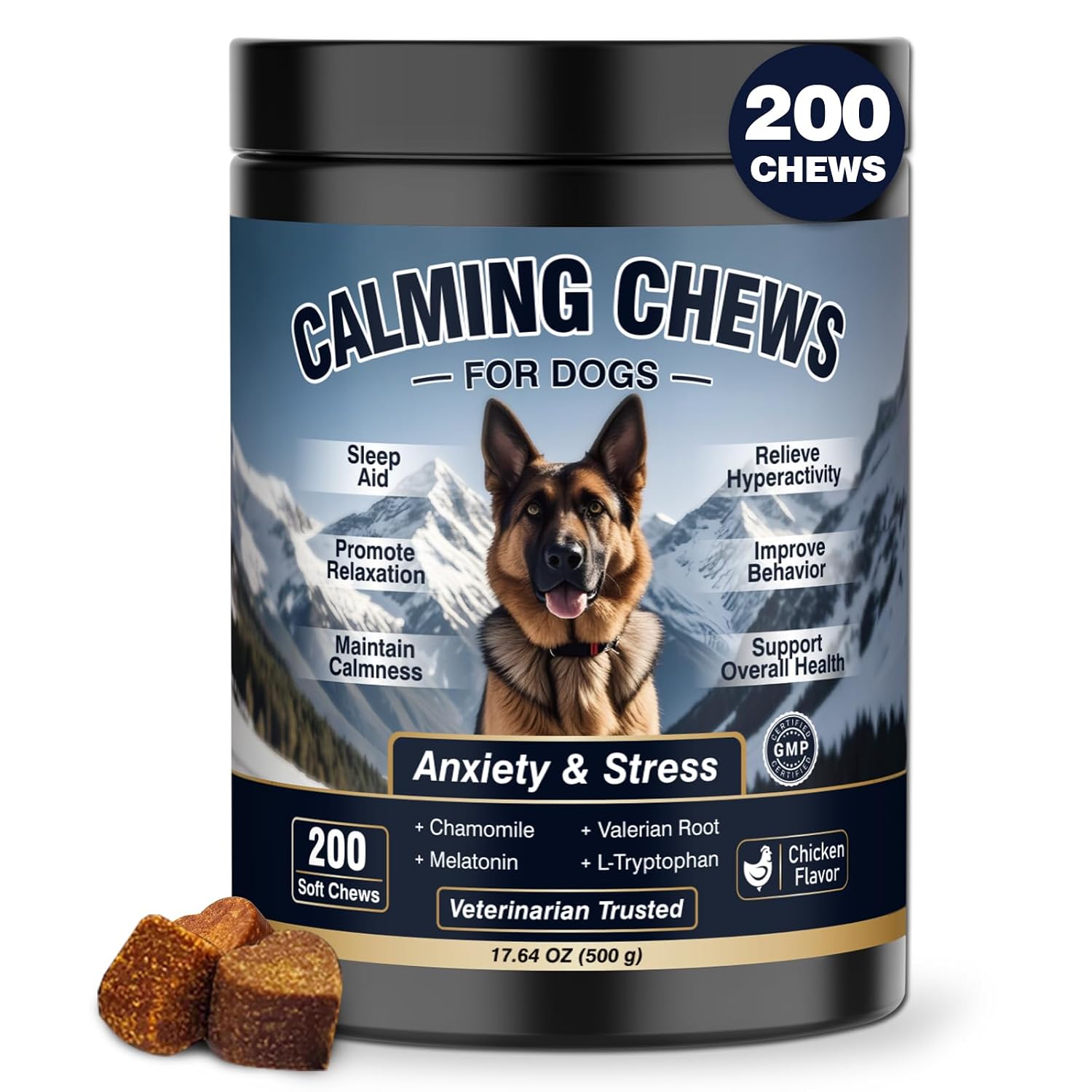 Calming Chews for Dogs 200ct, Dog Calming Chews - Anxiety and Stress Relief
