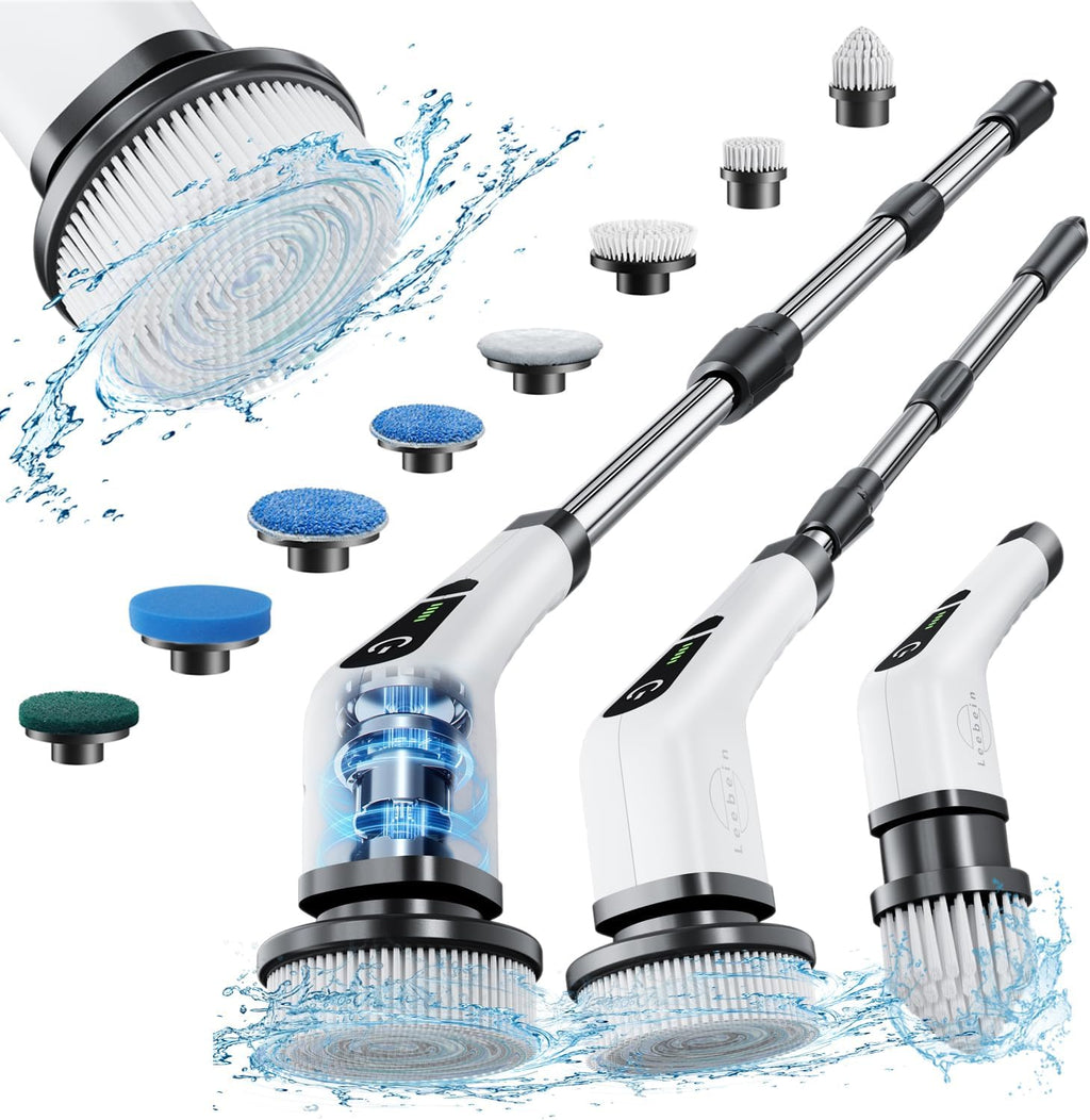 Leebein Electric Spin Scrubber, Cordless Cleaning Brush with 8 Replaceable