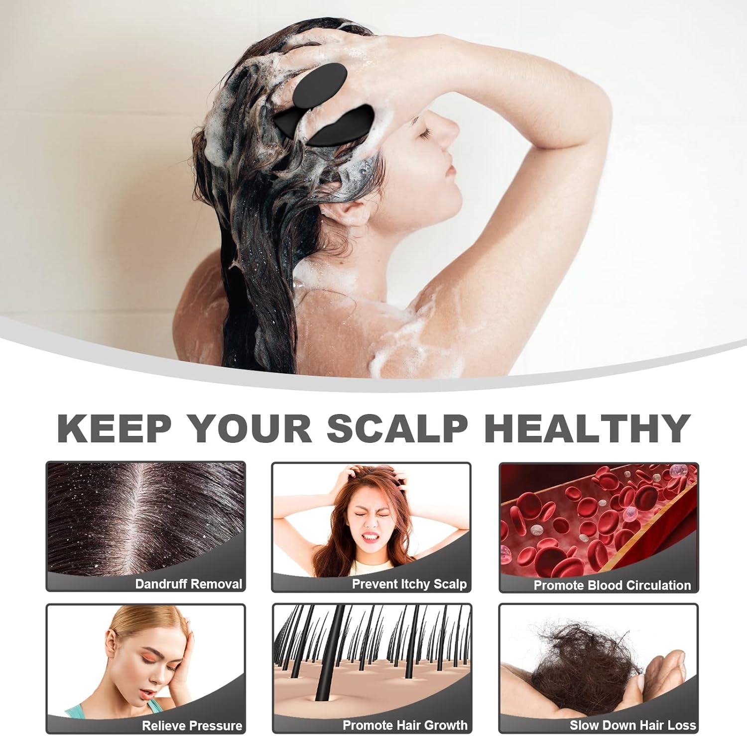 Meartchy Silicone Scalp Massager Shampoo Brush, Scalp Brush for Hair Growth &
