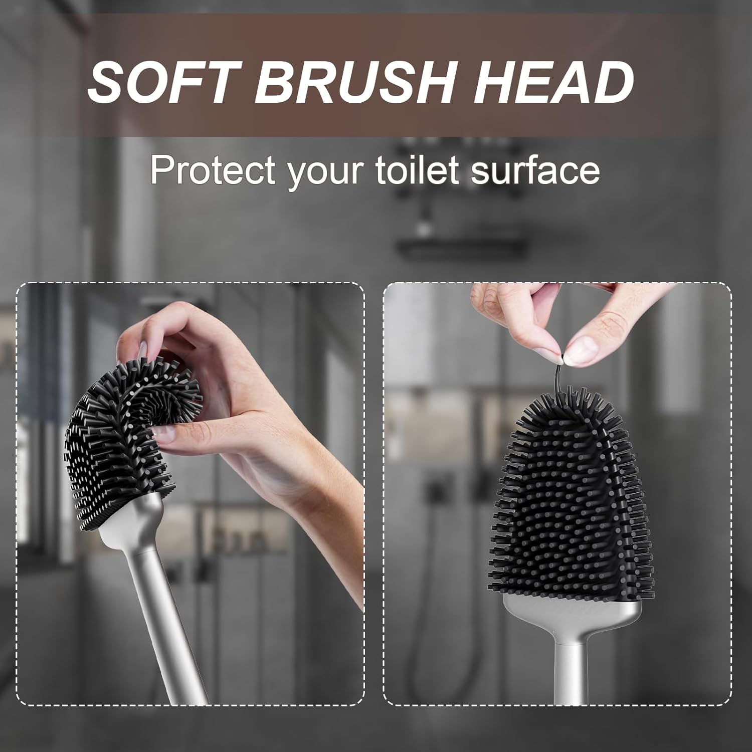 Sellemer Toilet Brush and Holder Set - Flexible Toilet Bowl Brush Head with