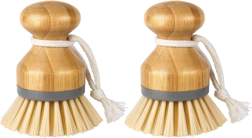 MR.SIGA Bamboo Palm Brush, Scrub Brush for Dishes Pots Pans Kitchen Sink