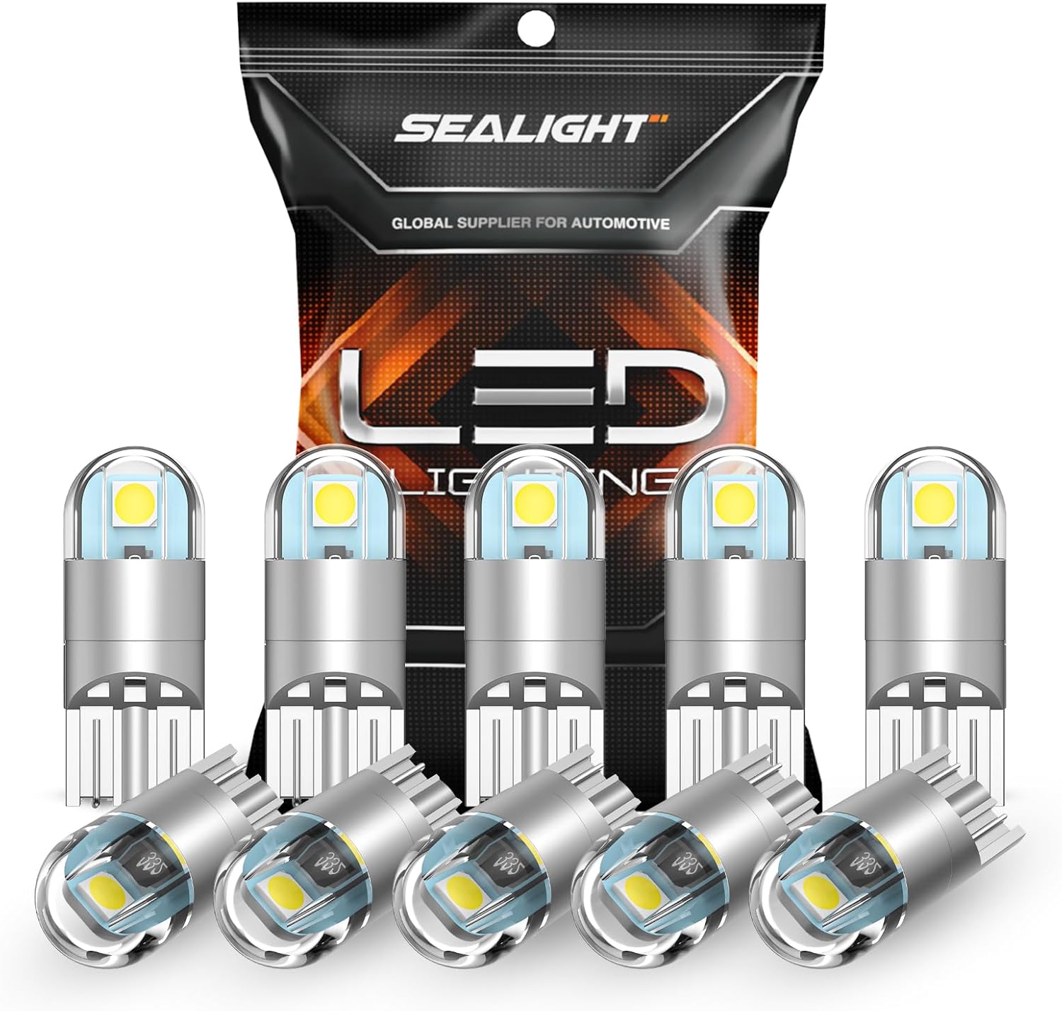 SEALIGHT 194 LED Bulb 6000K White, License Plate Light, Dome Light, T10 168