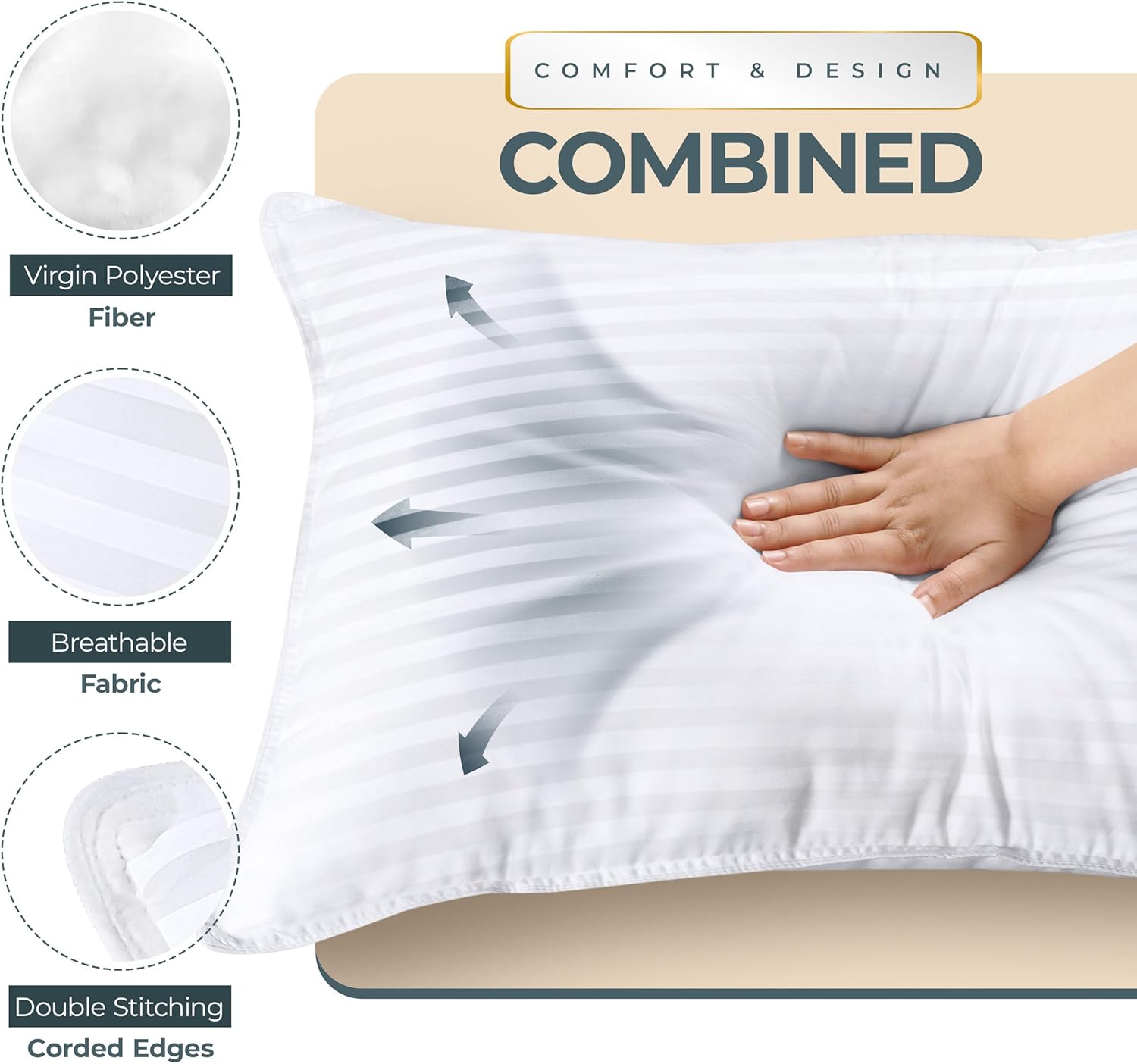 Utopia Bedding Bed Pillows for Sleeping Queen Size (White), Set of 2, Down
