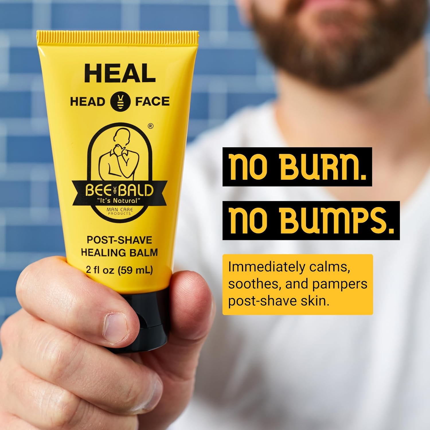Bee Bald HEAL Aftershave for Men Healing Balm, Immediately Calms & Soothes