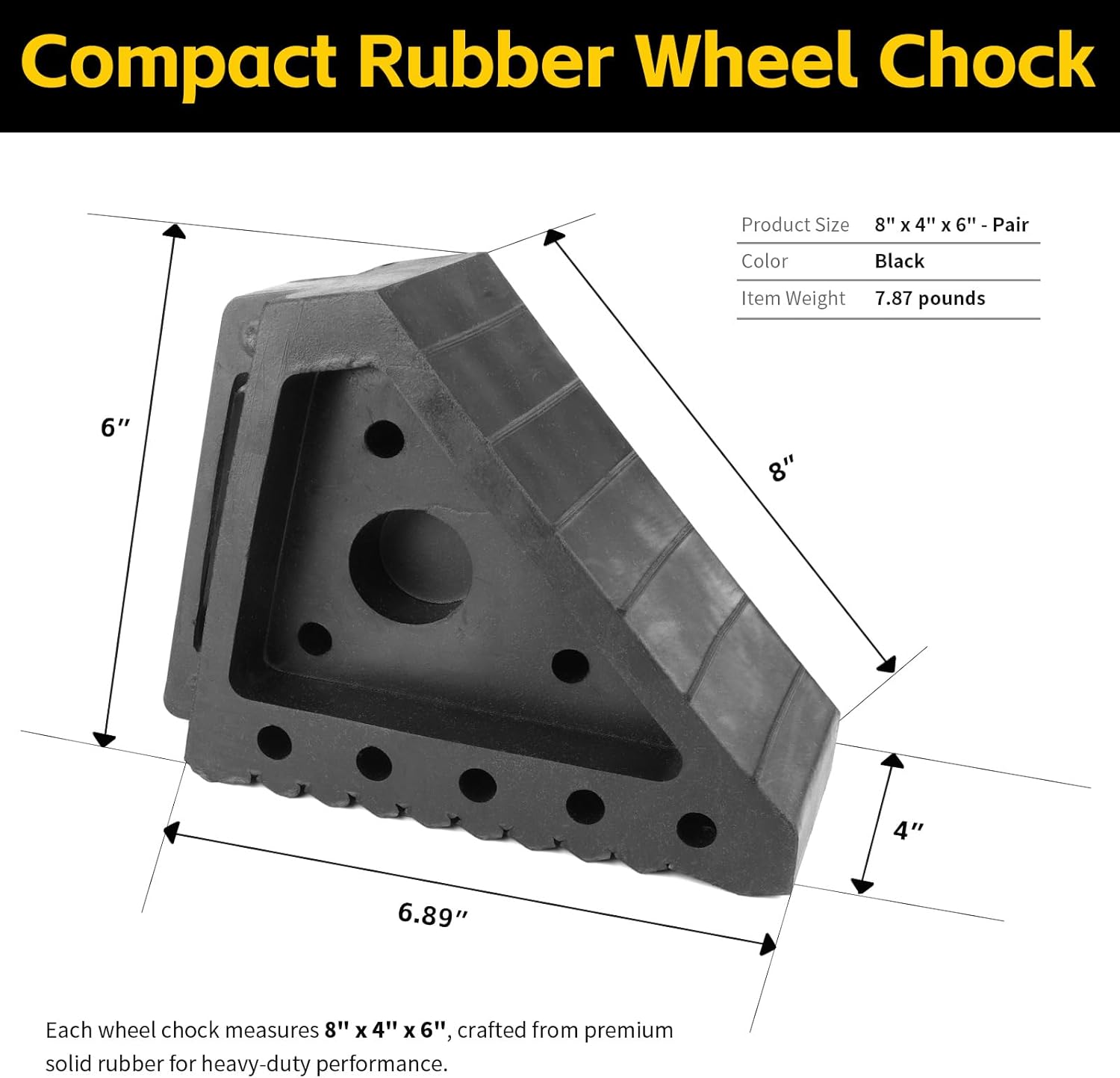 MaxxHaul Solid Rubber Wheel Chock 2-Pack