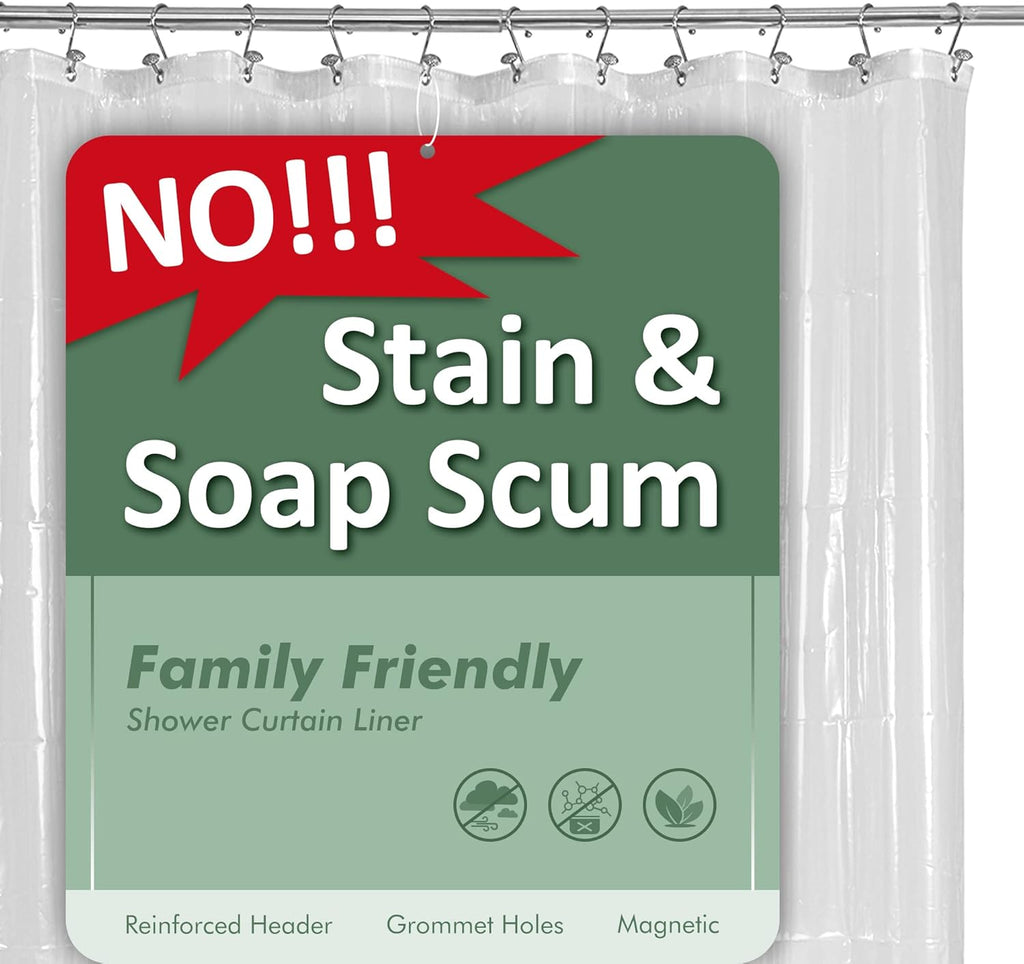 Barossa Design Plastic Shower Liner Clear - Premium PEVA Shower Curtain Liner