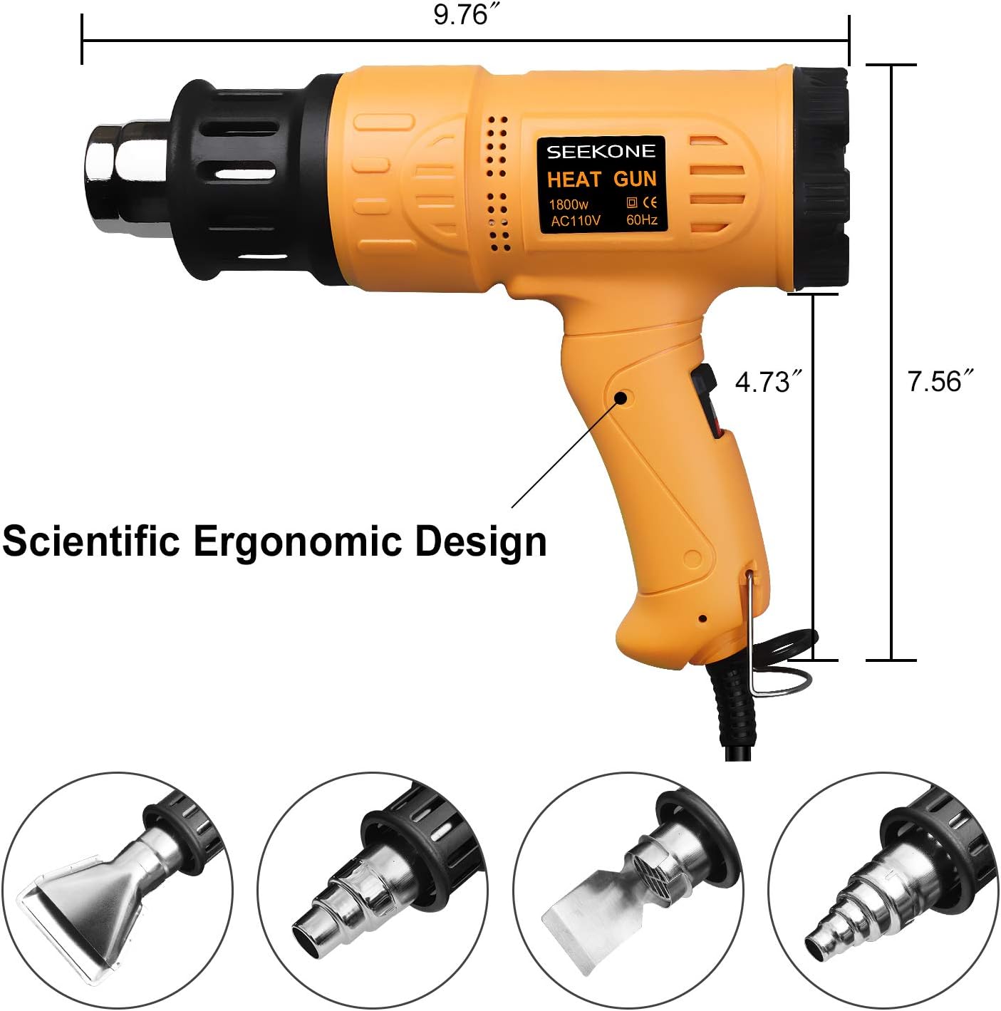 SEEKONE Heat Gun 1800W 122‰ãä-1202‰ãä•?ö50‰ãÄ- 650‰ãĕ?äFast Heating Heavy
