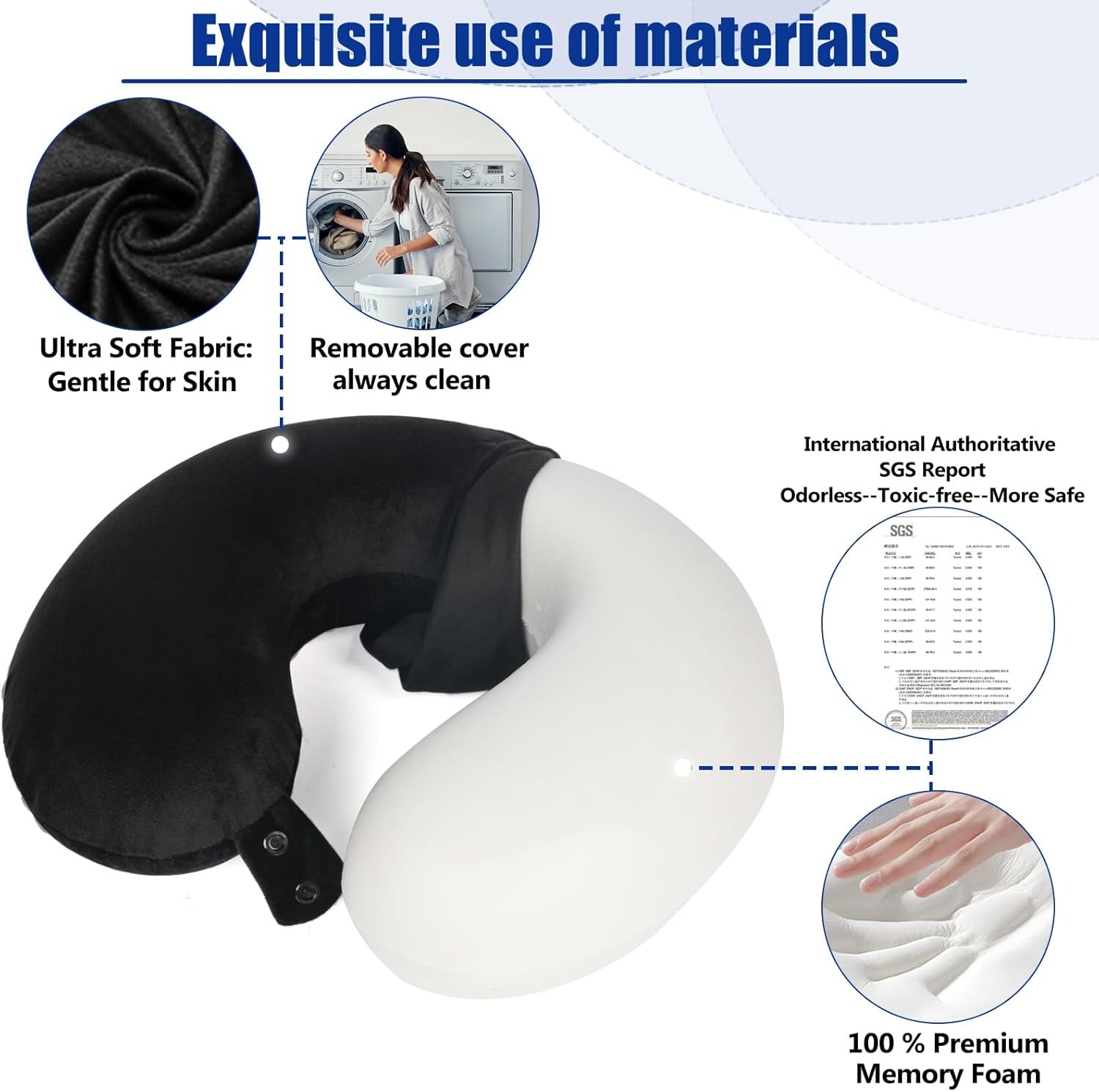 SAIREIDER Travel Pillow 100% Pure Memory Foam Travel Neck Pillow, Airplane