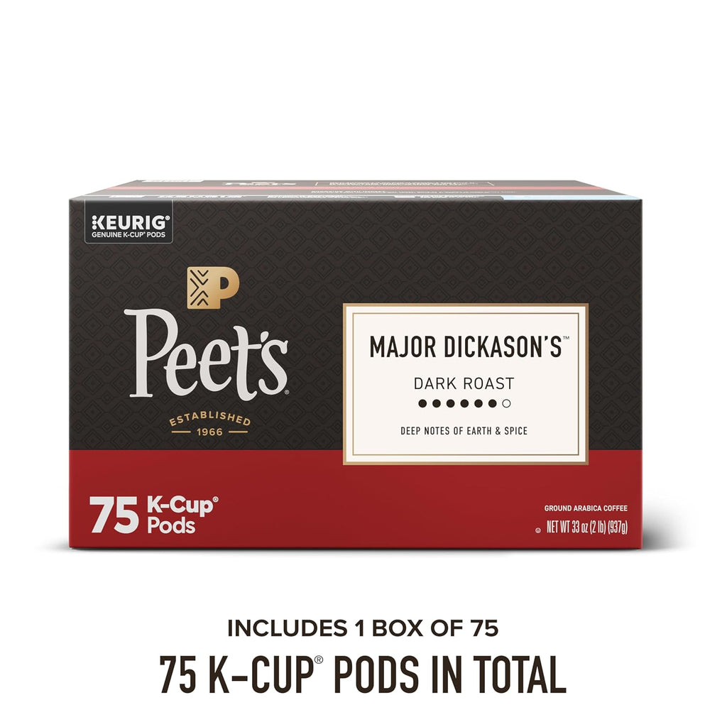 Peet's Coffee, Dark Roast Keurig K-Cup Pods, 100% Arabica Coffee - Major