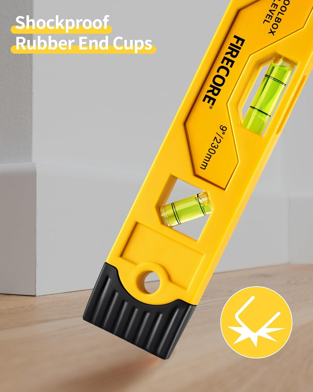 Torpedo Level Magnetic, Firecore 9 Inch Shockproof Small Leveler Tool with 3