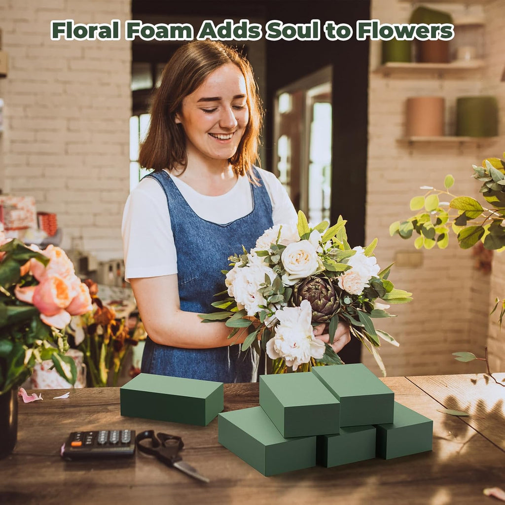 Upgraded 6 Pack Floral Flower Foam Blocks, Green Plant Foam for Flower