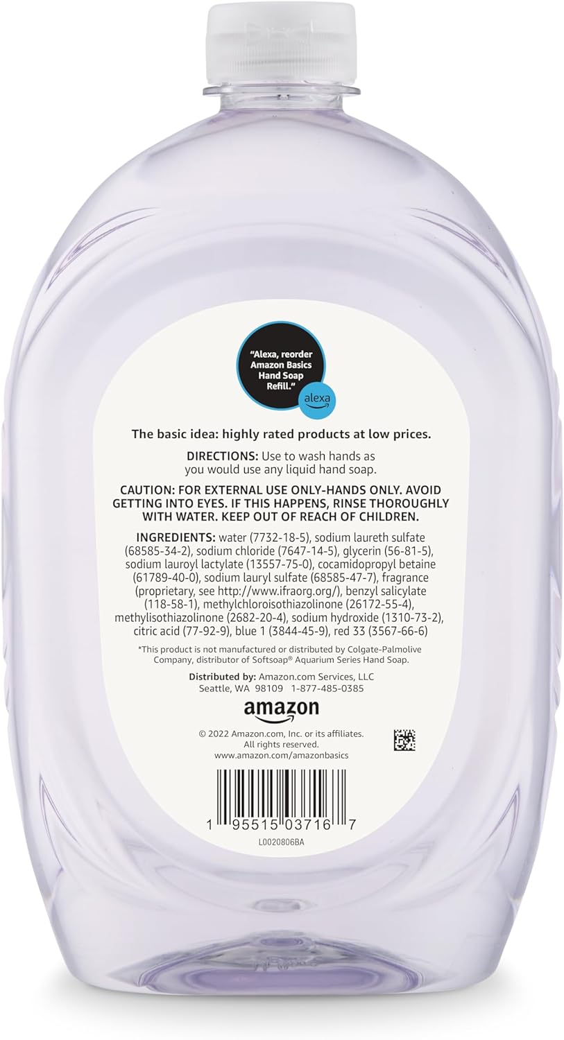 Amazon Basics Gentle & Mild Clear Liquid Hand Soap Refill, Triclosan-Free