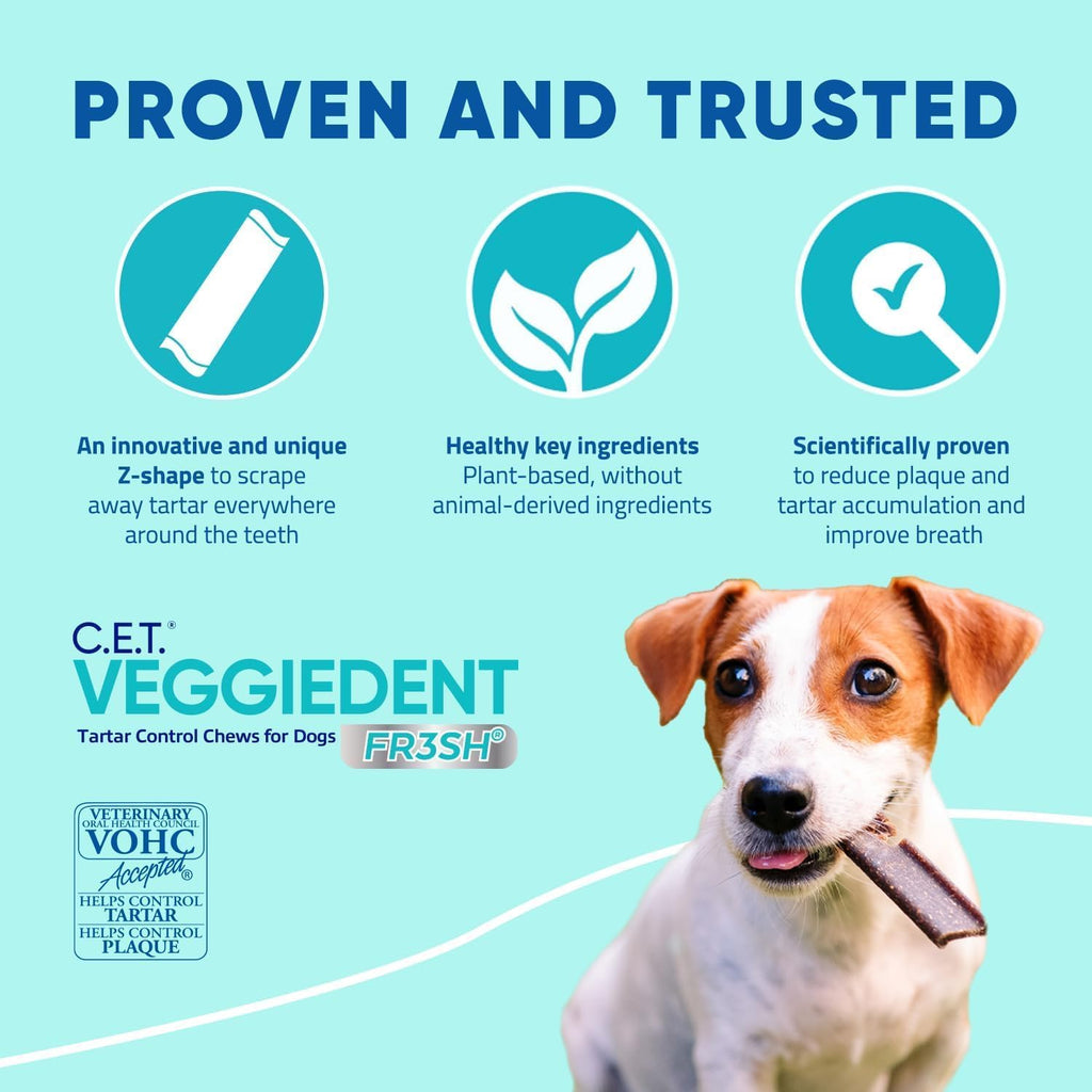 Virbac C.E.T.å¨ VEGGIEDENTå¨ FR3SHå¨ Tartar Control Chews for Dogs with