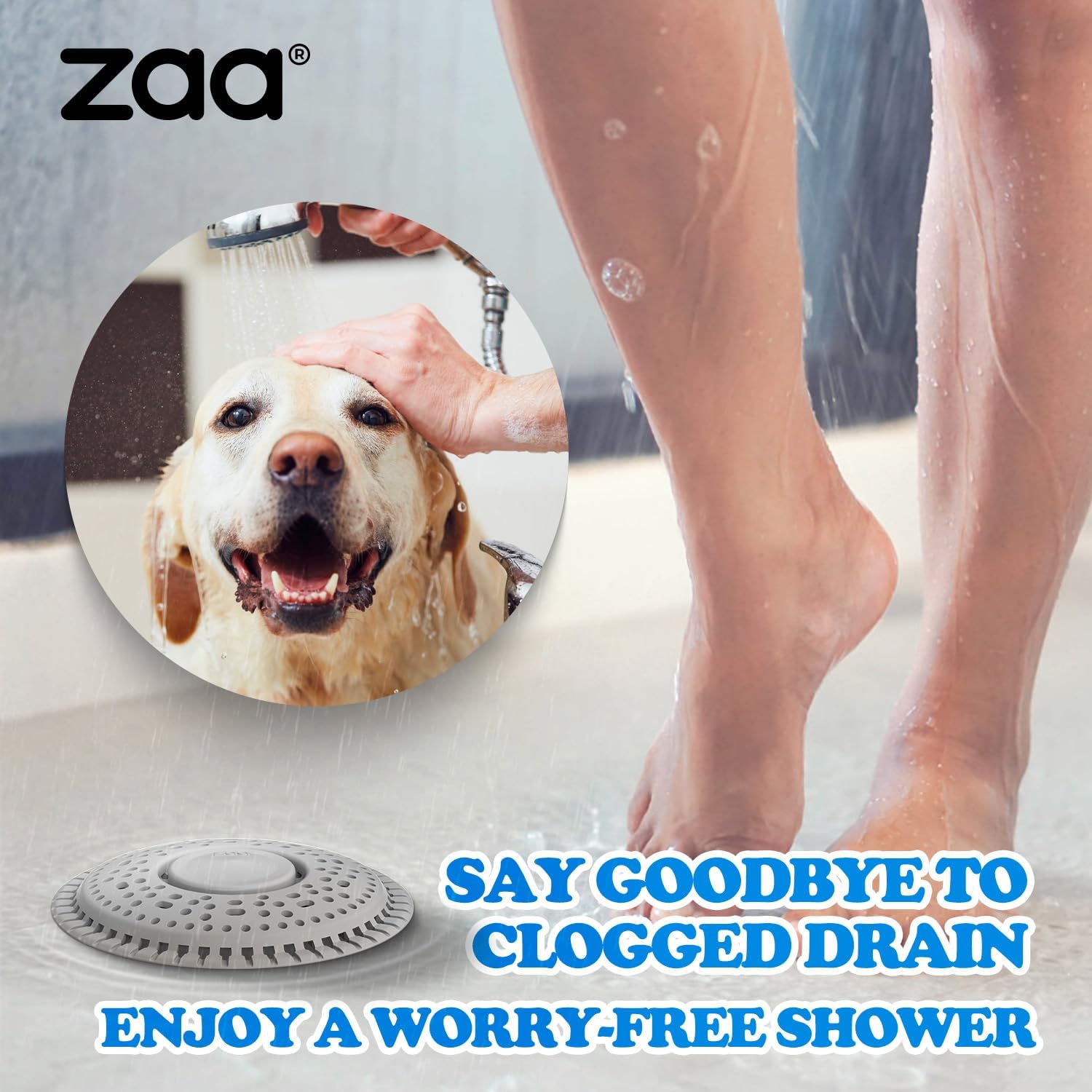 zaa Shower Drain Hair Catcher, 2 Pack Premium Silicone Drain Protector &