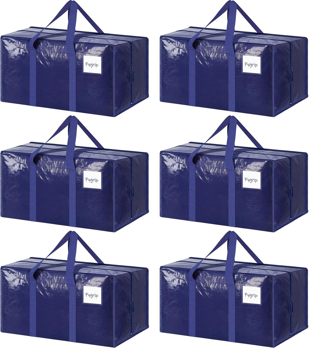 6 Pack Extra Heavy Duty Large Moving Bags with Strong Zipper & Comfortable