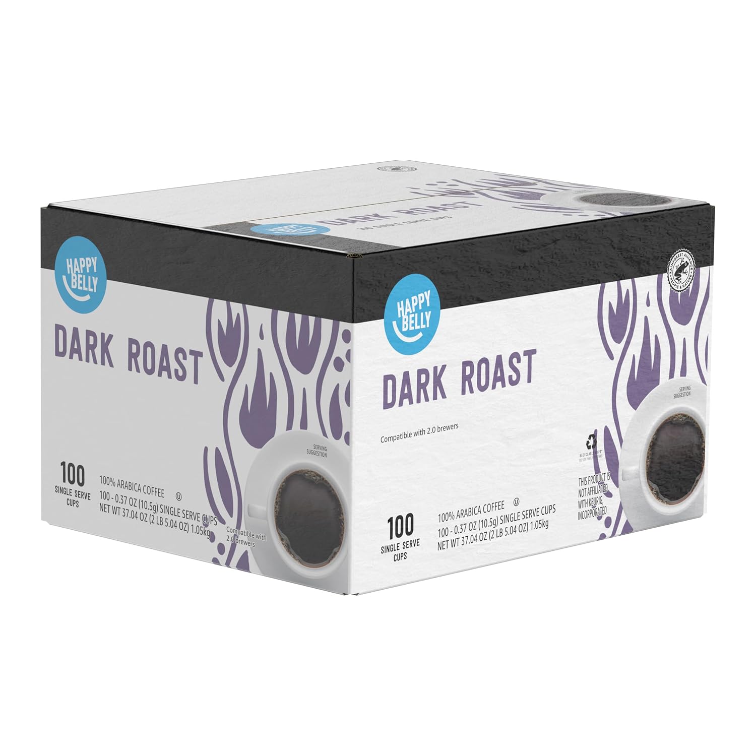 Amazon Brand - Happy Belly Dark Roast Coffee Pods, Compatible with Keurig 2.0