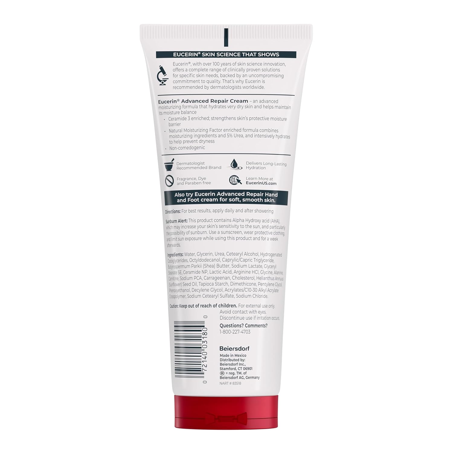 Eucerin Advanced Repair Body Cream for Very Dry Skin, Fragrance Free Daily