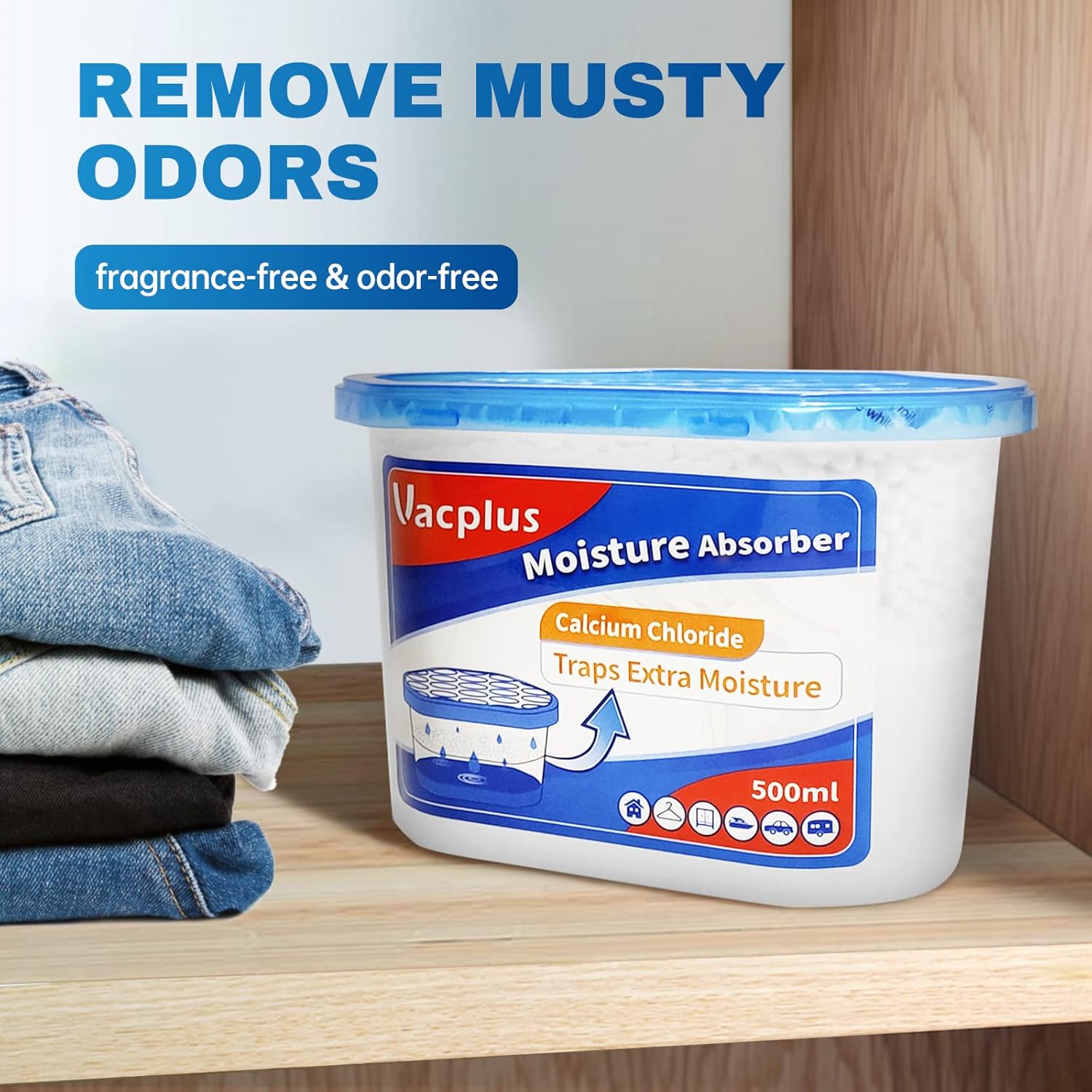 Vacplus Moisture Absorbers 6 Pack, Portable Humidity Absorber Boxes for Your