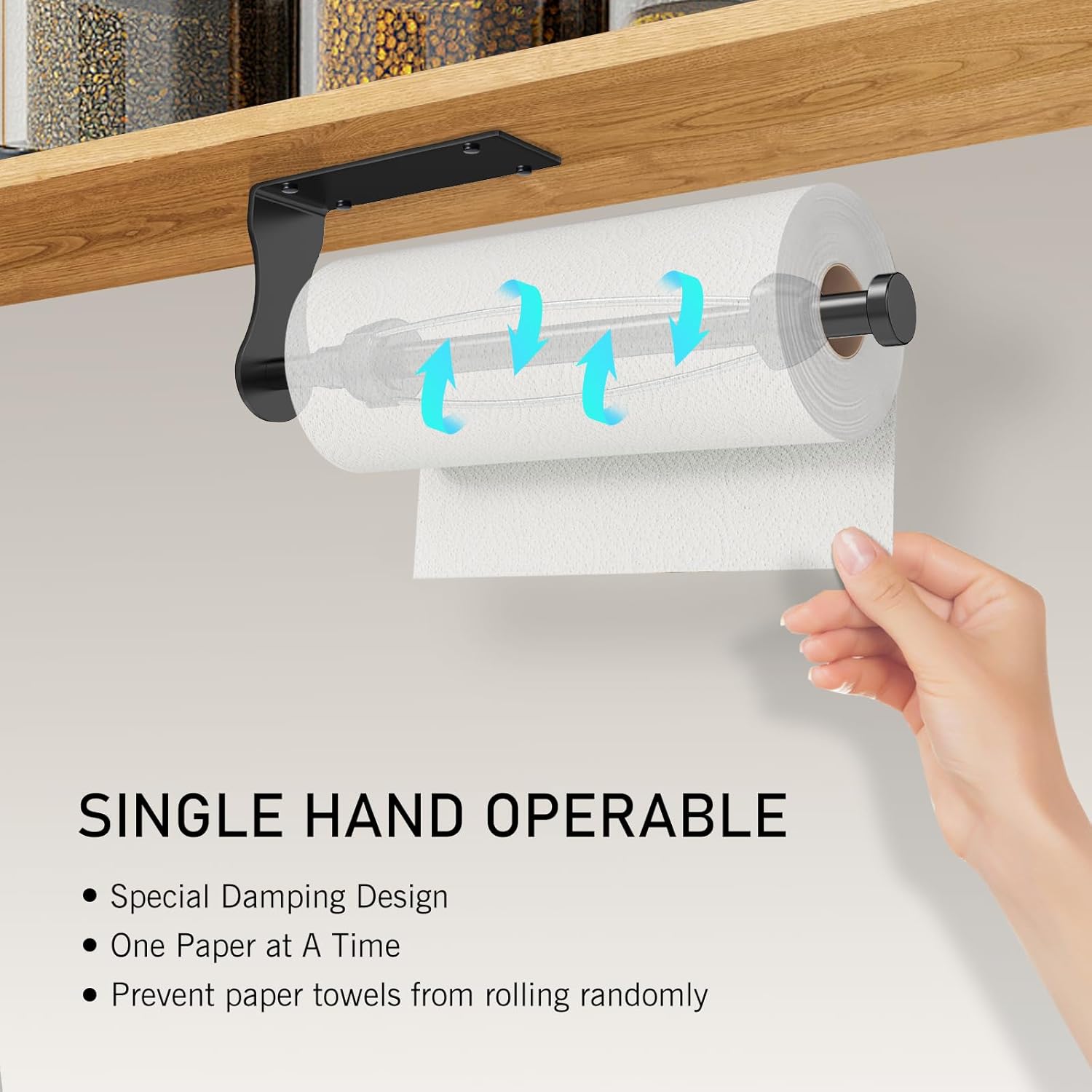 SetSail Paper Towel Holder, Single Hand Operable Paper Towel Holder Under