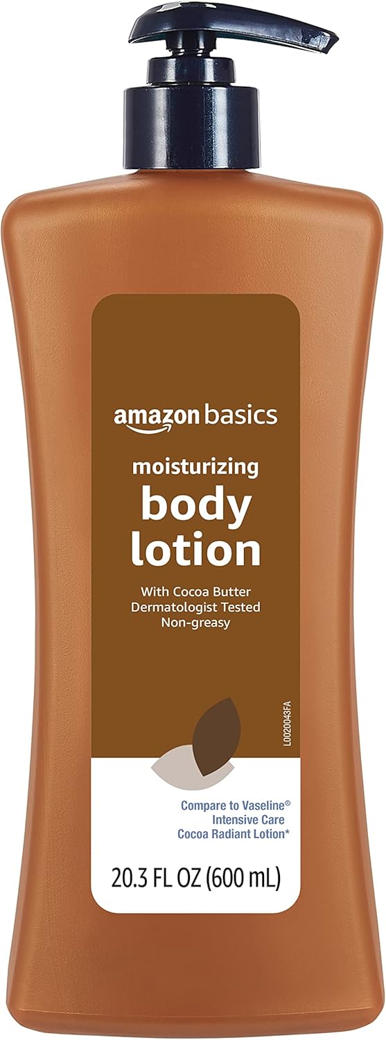 Amazon Basics Moisturizing Cocoa Butter Body Lotion for Dry Skin, Non-Greasy