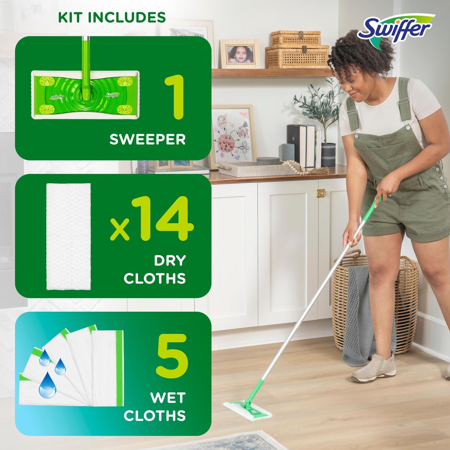 Swiffer Sweeper 2-in-1 Mops for Floor Cleaning, Dry and Wet Multi Surface