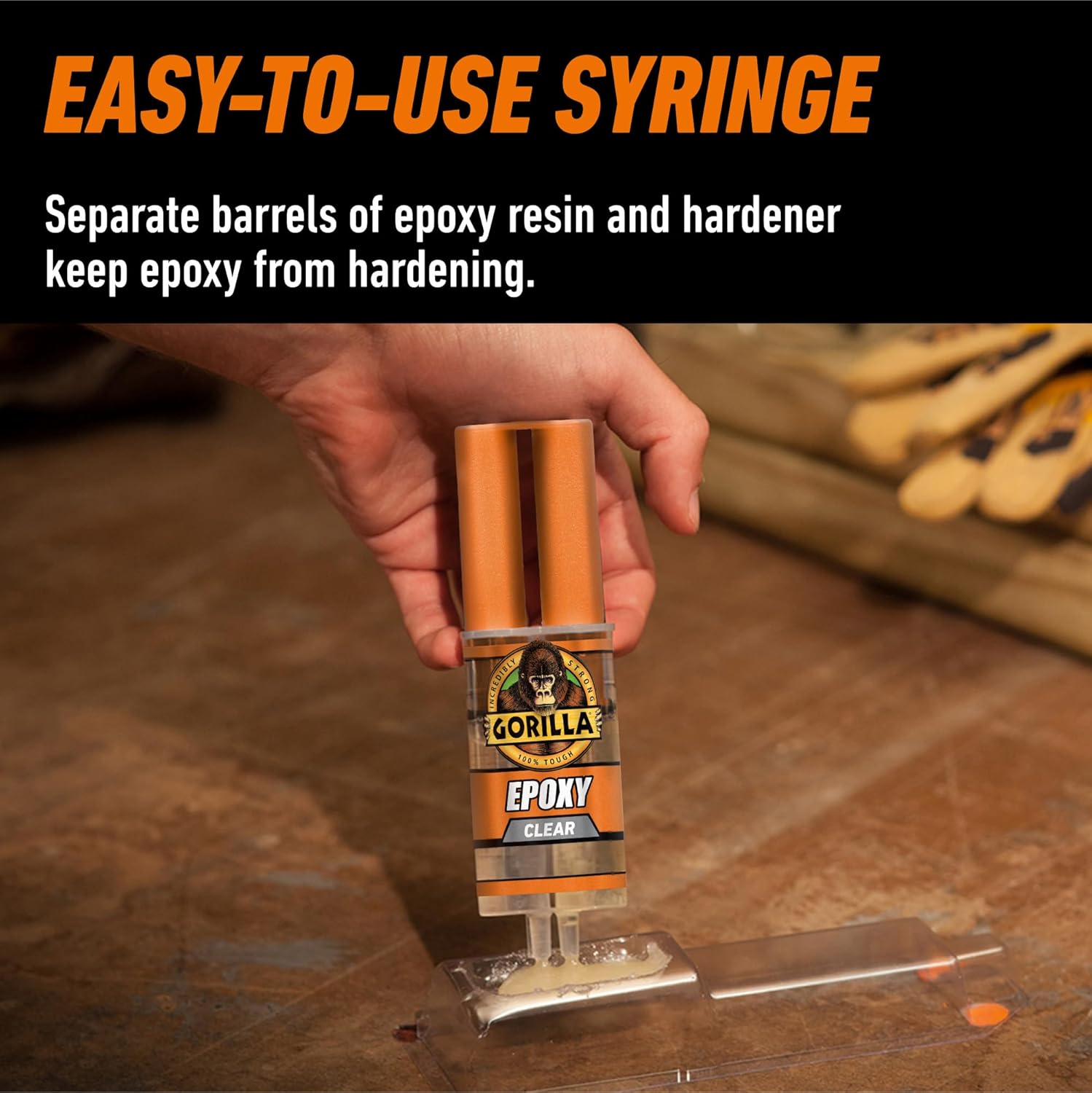 Gorilla 2 Part Epoxy, Clear Epoxy, 0.85 Ounce Syringe (Pack of 1) - 5 Minute