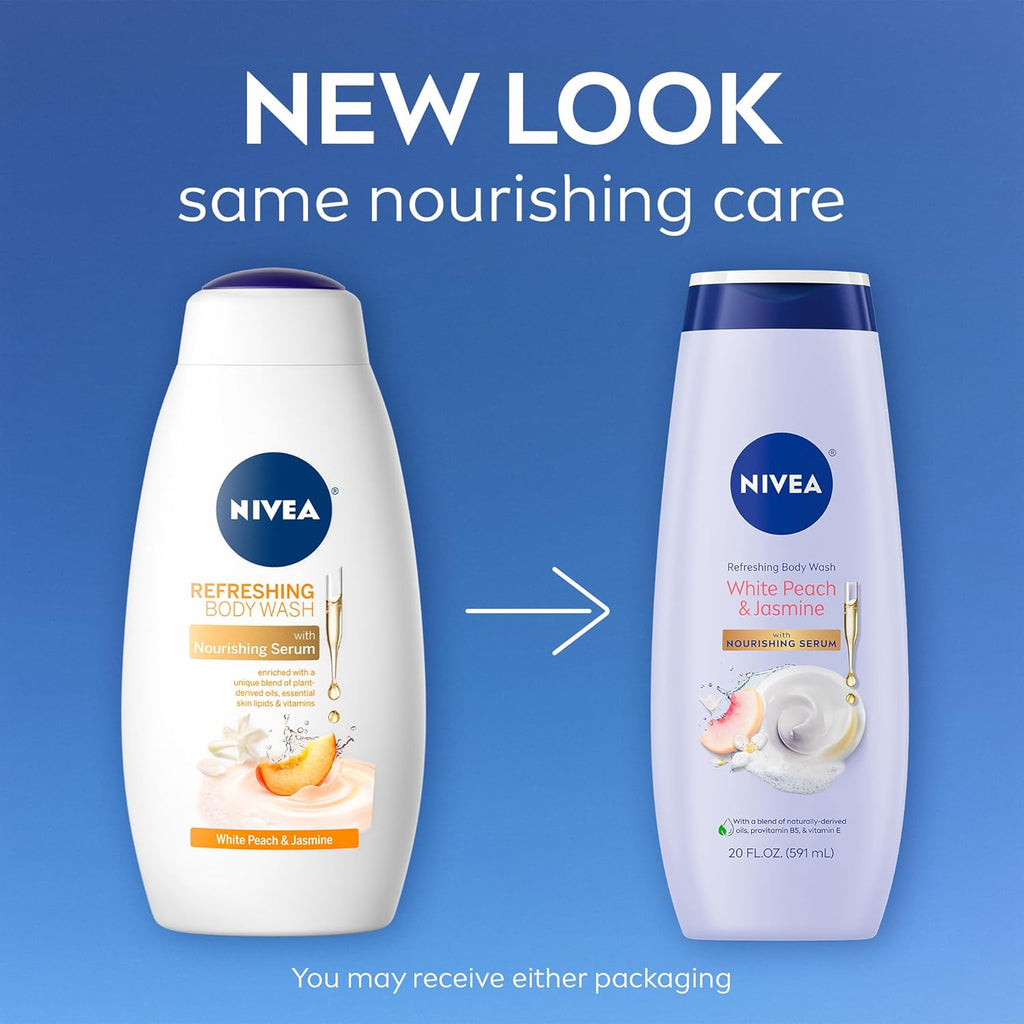 NIVEA Refreshing White Peach and Jasmine Body Wash with Nourishing Serum