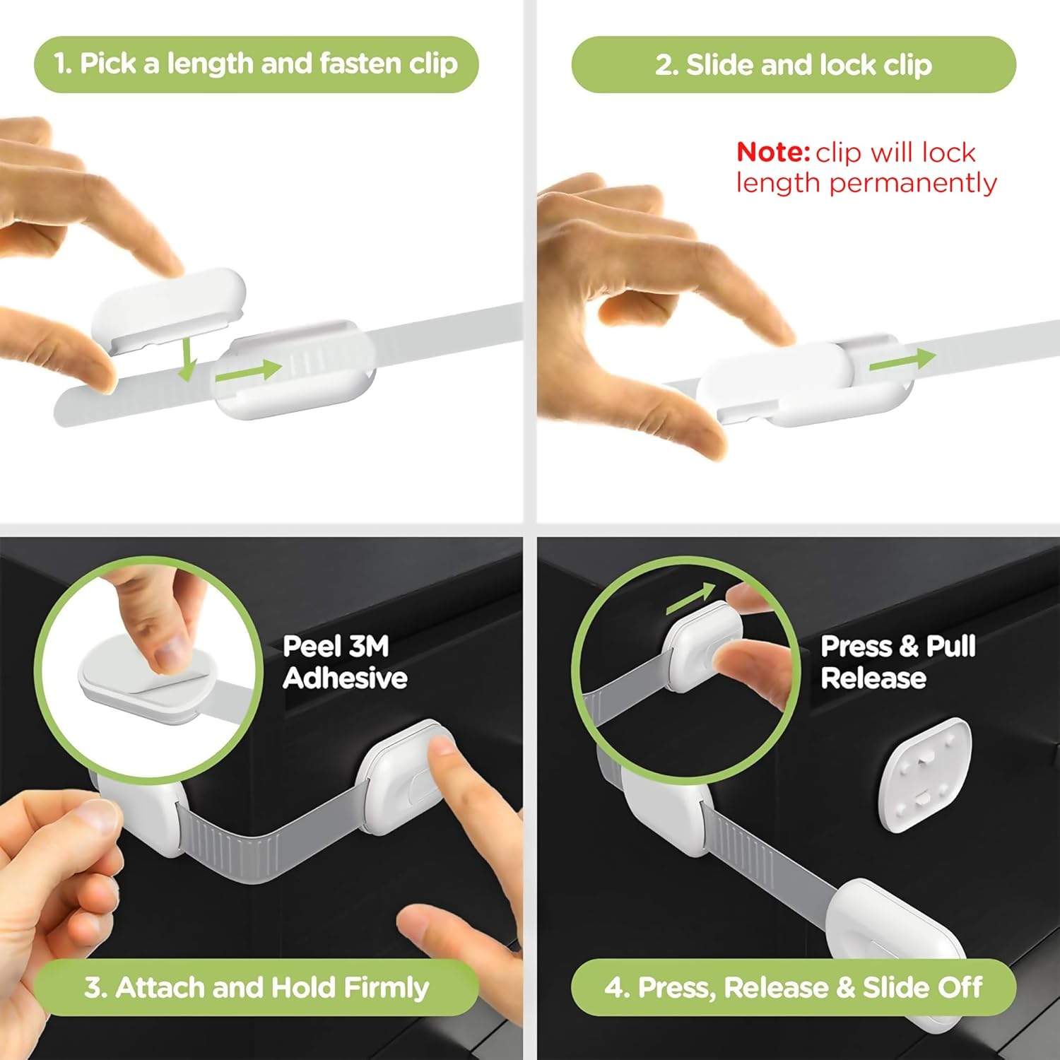 SKYLA HOMES Baby Locks (8-Pack) Child Safety Cabinet Proofing - Safe Quick