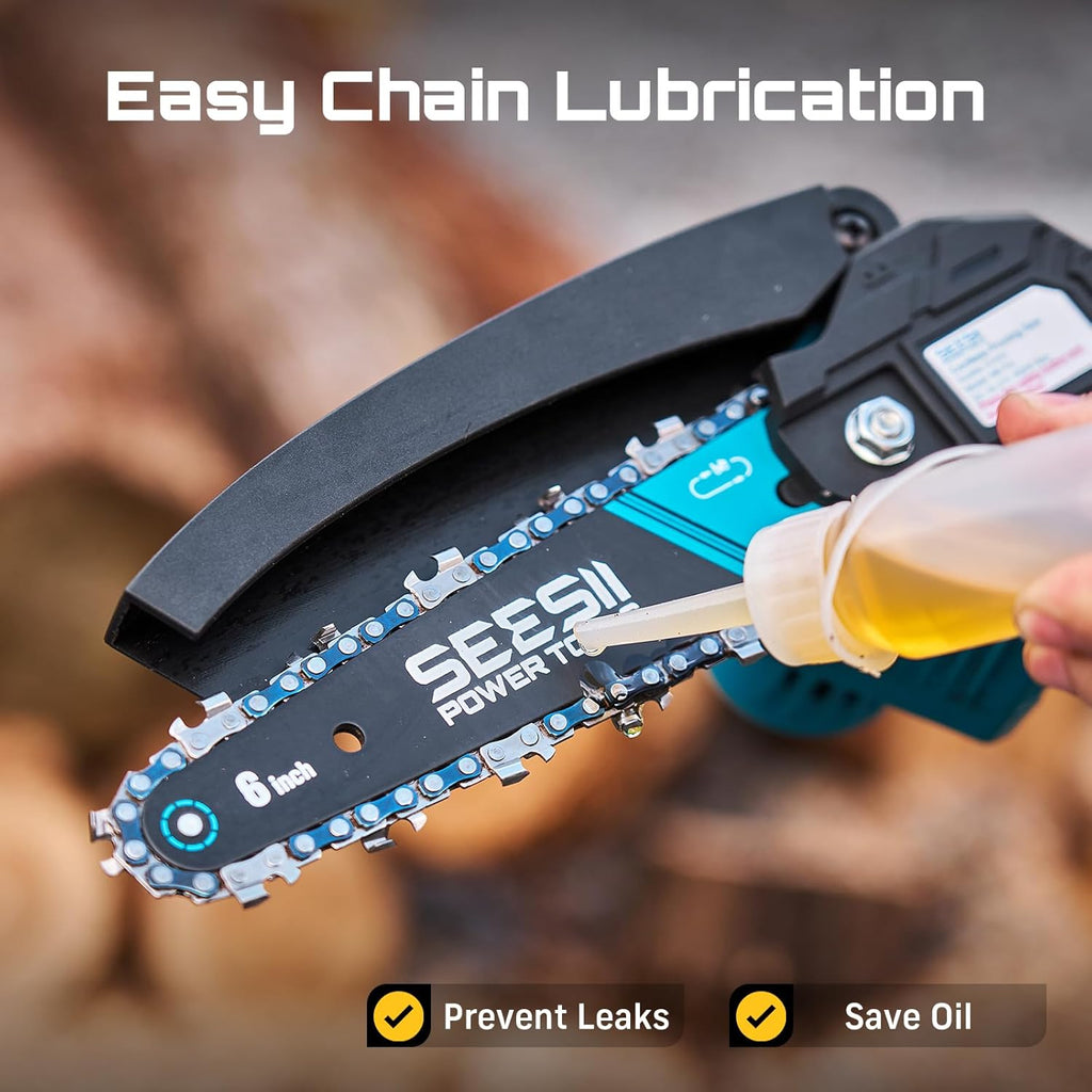 Seesii Mini Chainsaw, 6-inch Mini Chainsaw Cordless, Handheld Electric Power