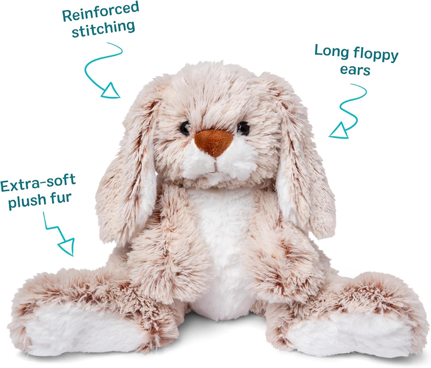 Melissa & Doug Burrow Bunny Stuffed Animal Plushie with Big Feet, Floppy Ears