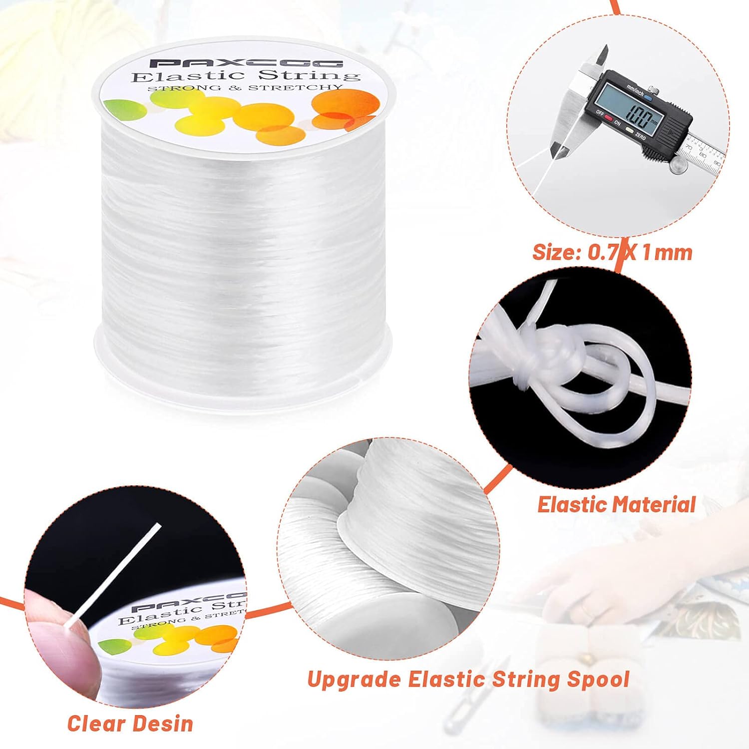 Paxcoo Elastic Bracelet String Cord Stretch Bead Cord for Jewelry Making and