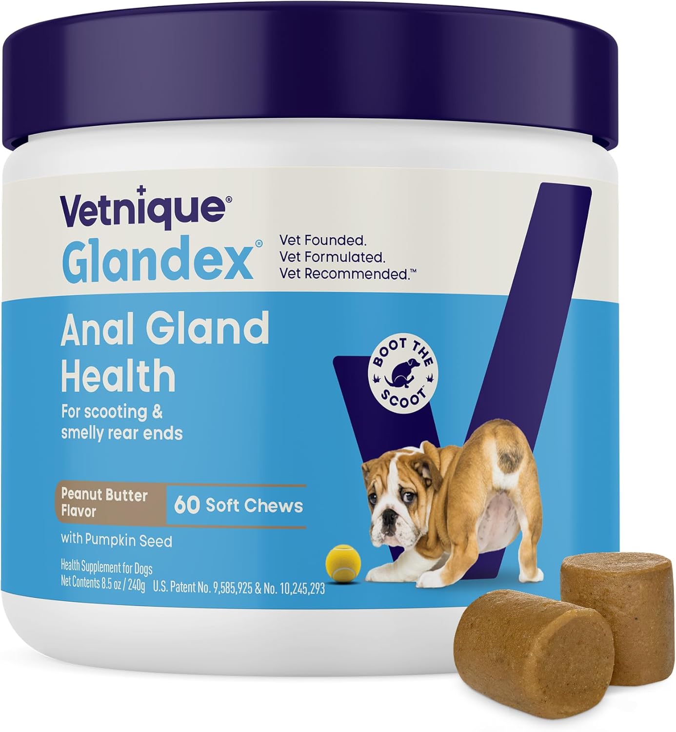 Vetnique Glandex Anal Gland Soft Chew Treats with Pumpkin for Dogs Digestive