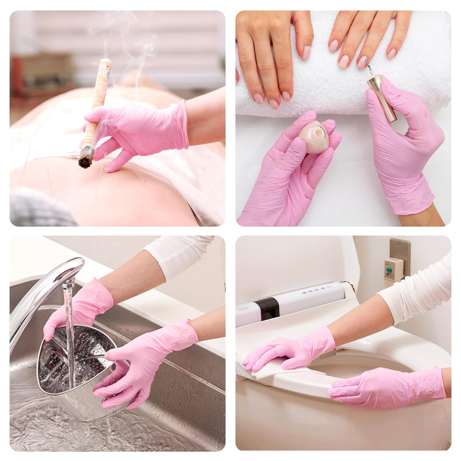 SwiftGrip Pink Nitrile Gloves, 3-mil, Industrial Gloves Disposable Latex