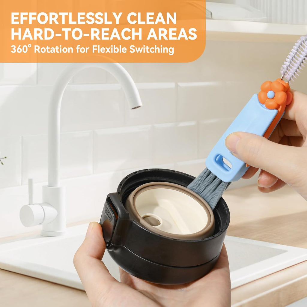 3 in 1 Cup Lid Gap Cleaning Brush Set, Multifunctional Bottle Cleaning Brush