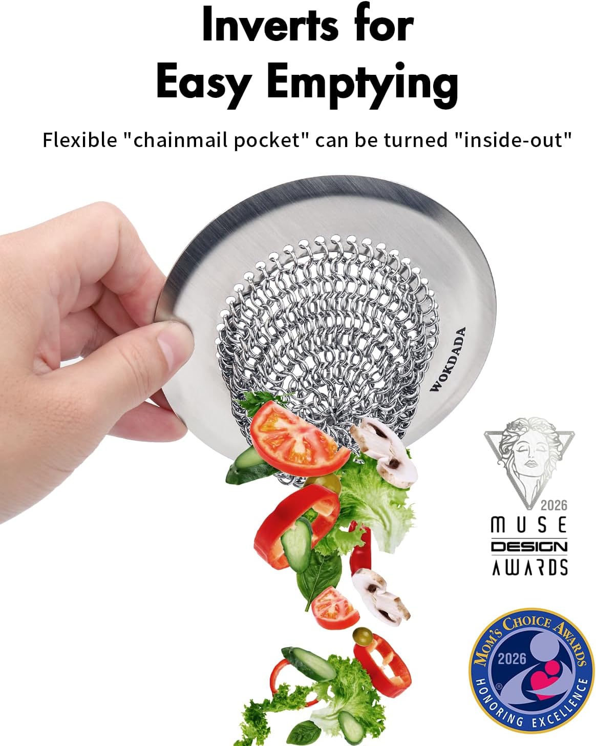 Revolutionary Kitchen Sink Drain Strainer/Patented Reversible Chain Mesh