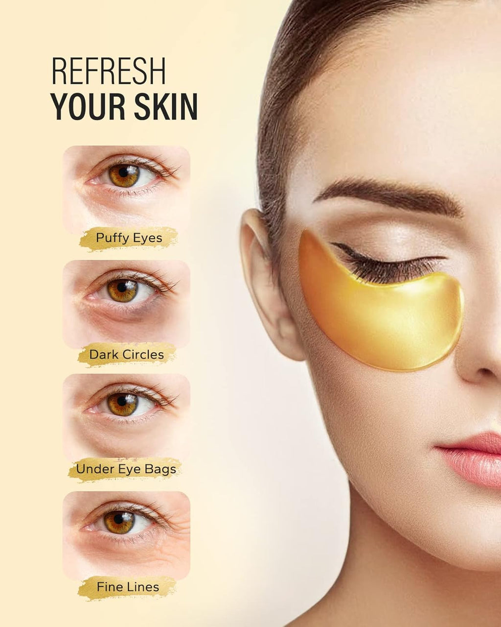 Maskiss 24k Gold Under Eye Patches (50 Pairs), eye mask, Collagen Skin Care