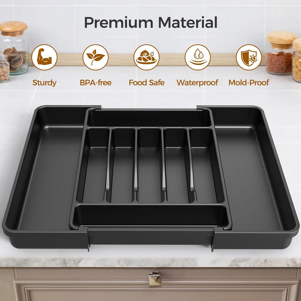 ukeetap Extra Large Expandable Silverware Organizer, BPA-Free Food-Safe