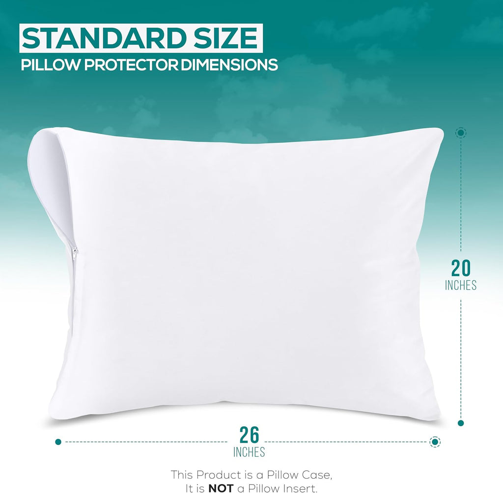 Set of 4 Pillow Protectors with Zipper Standard Size, Bed Bug and Dust Mite