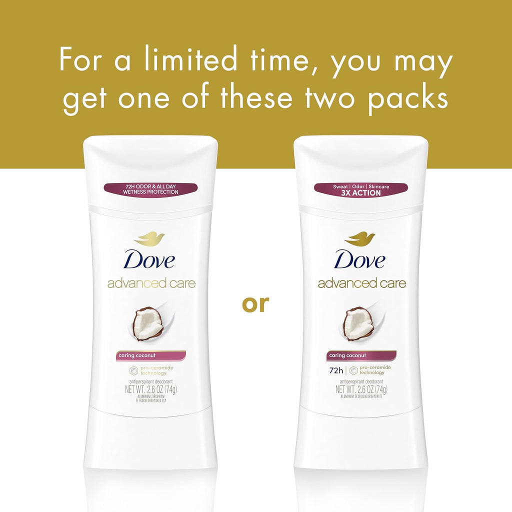 Dove Advanced Care Antiperspirant Caring Coconut, 2 Count Deodorant Stick for