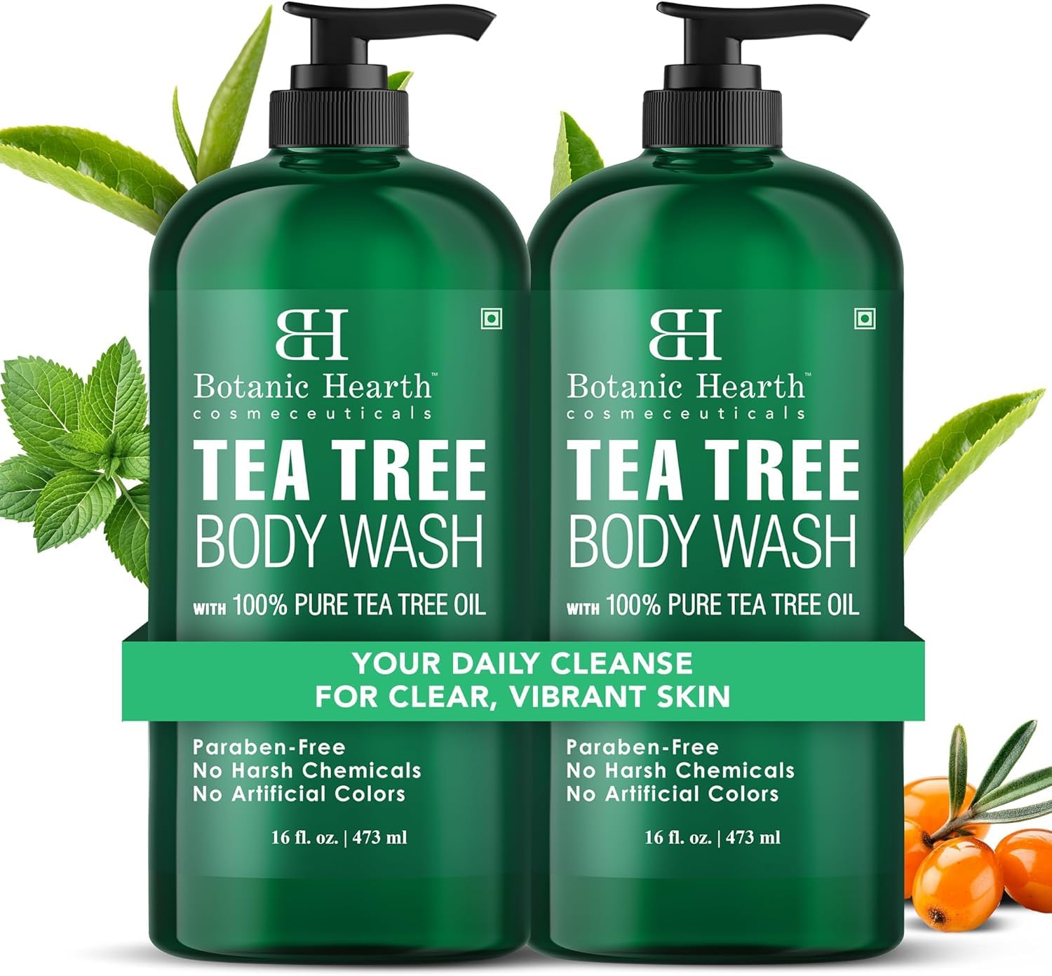 Botanic Hearth Tea Tree Body Wash 16 fl oz (2 Pack) Natural Antifungal & Odor