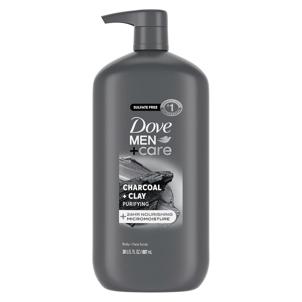 DOVE MEN + CARE Body and Face Scrub Charcoal + Clay Body Wash for Men with