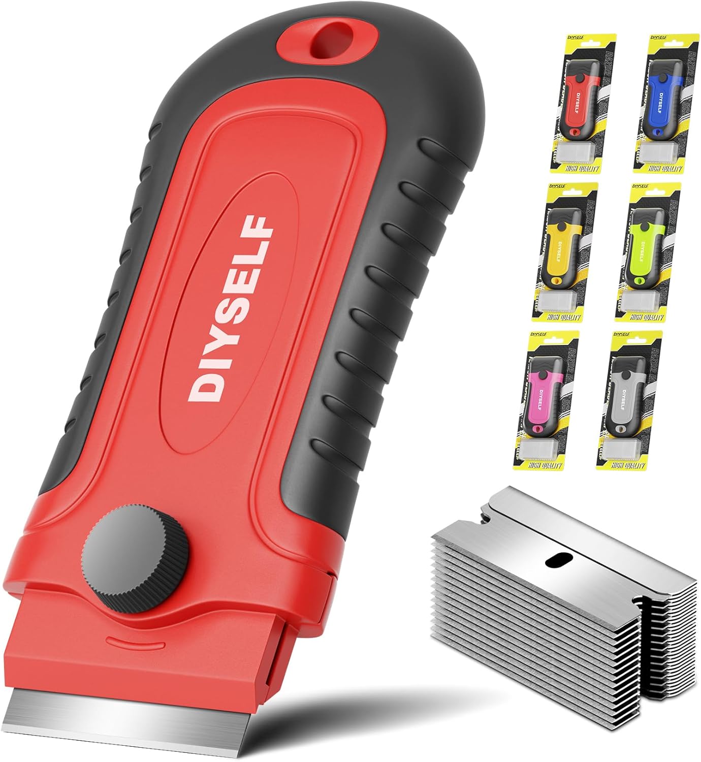 DIYSELF 1 Pack Razor Blade Scraper with 15 Extra Blades, Scraper Tool for