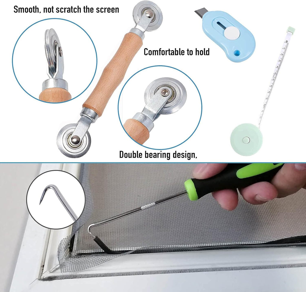 Windows Screen and Screen Door Repair Kit, 48"x118" Charcoal Fiberglass Mesh