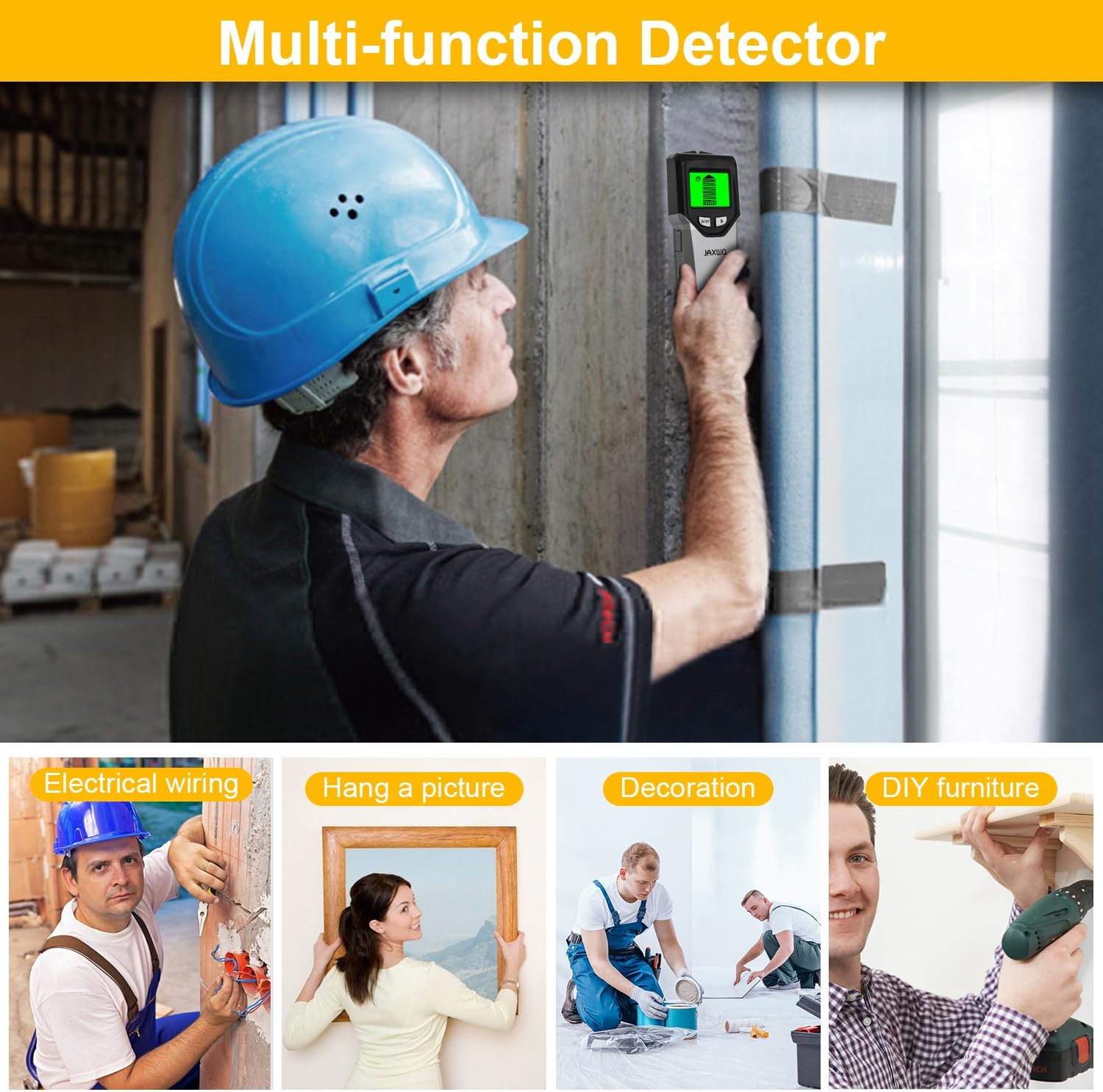 Stud Finder Wall Scanner - 5 in 1 Stud Finder Tool w/Smart Chip and HD LCD
