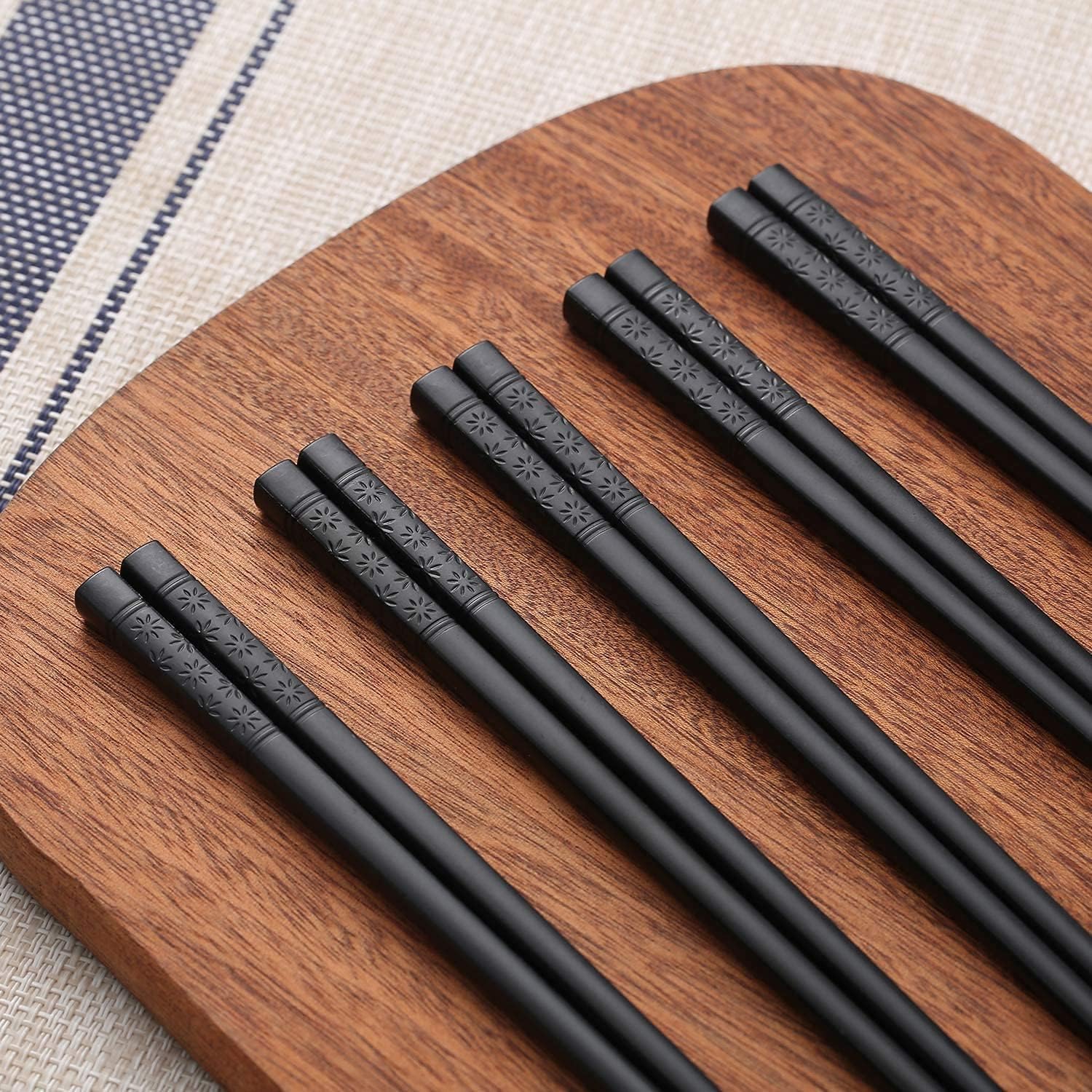 HIWARE 10 Pairs Fiberglass Chopsticks - Reusable Chopsticks Dishwasher Safe