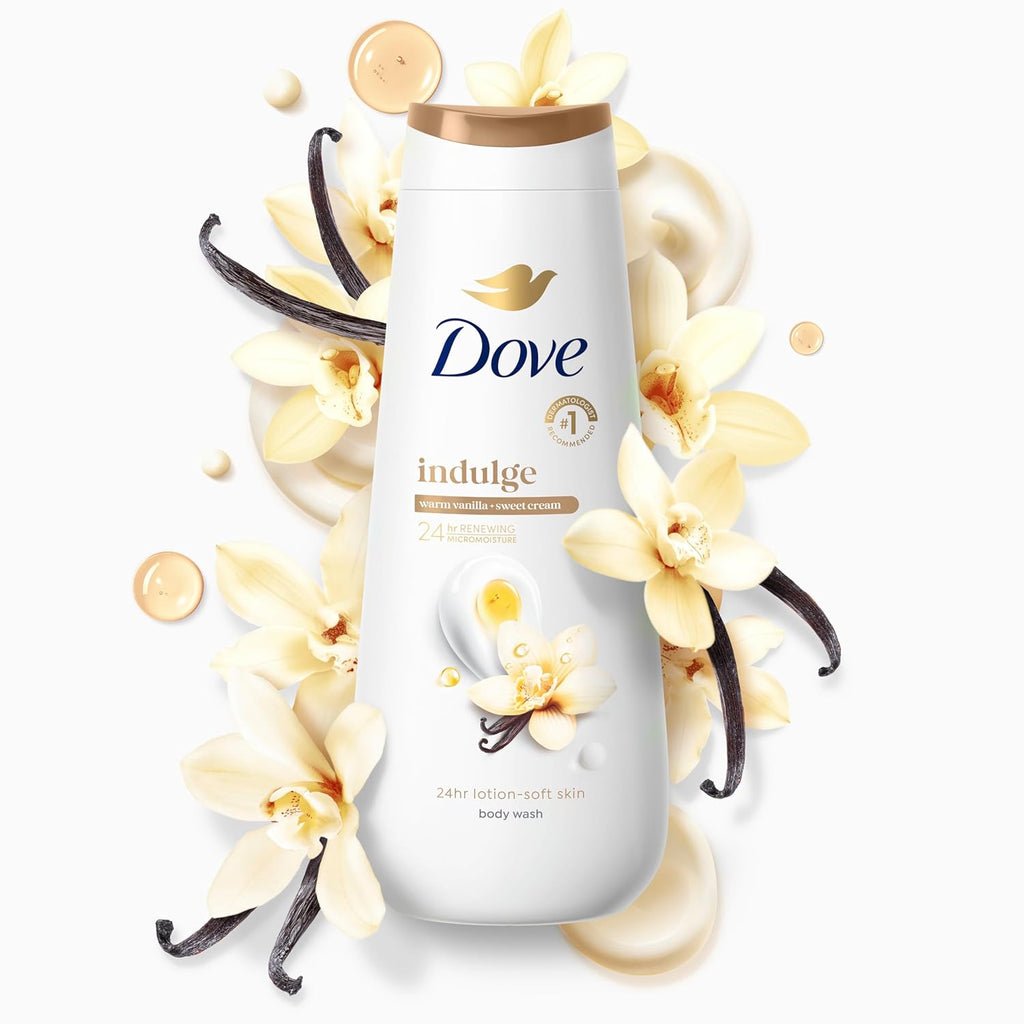 Dove Indulge Body Wash Warm Vanilla + Sweet Cream for Hydrated & Soft Skin 20