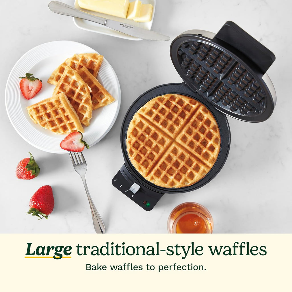Cuisinart Waffle Maker, 1250W Round Classic Waffle Iron, 5-Setting Adjustable