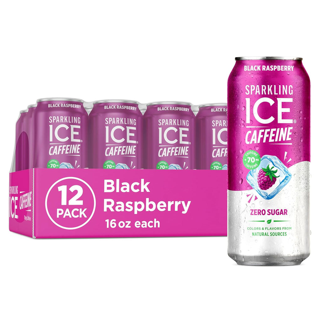 Sparkling Ice Caffeine Black Raspberry Sparkling Water with Caffeine, Zero