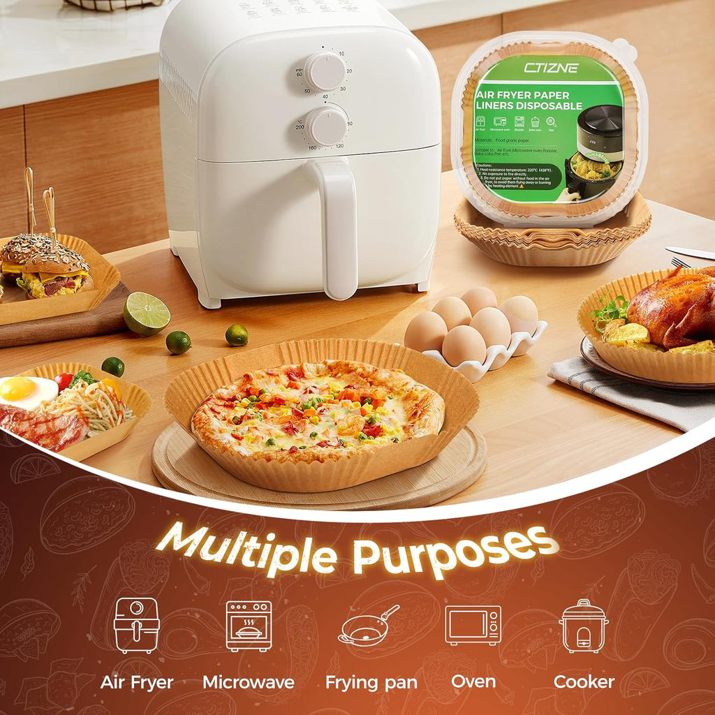 Air Fryer Liners Disposable, 150Pcs 8" Square Food Grade Material Unbleached