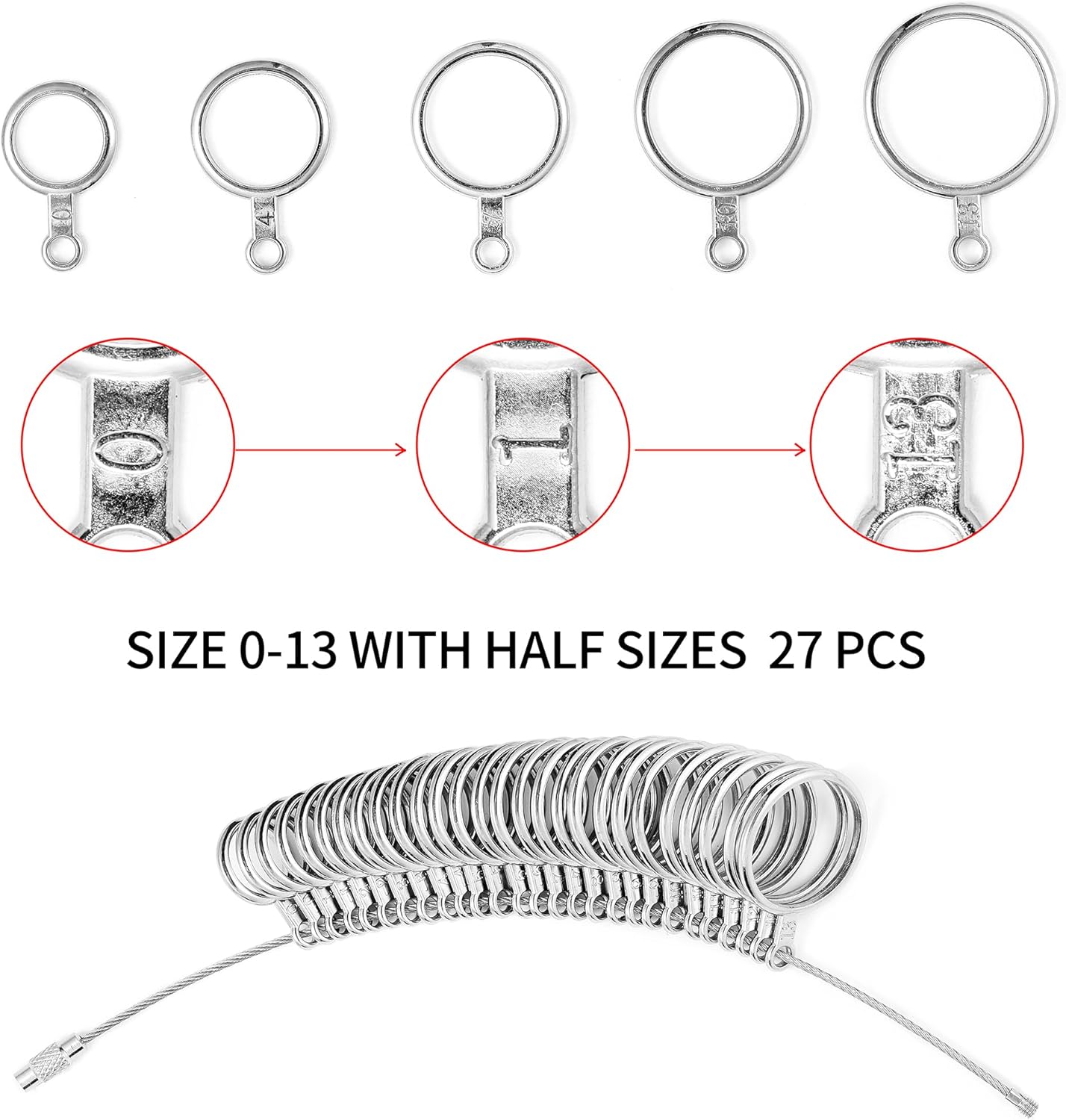 Bflaae Ring Sizer Measuring Tool Kit, 27 PCS Stainless Steel Measuring Ring